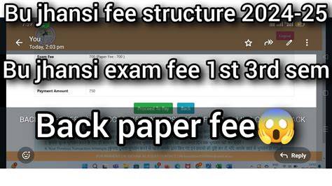 bu jhansi back paper fees